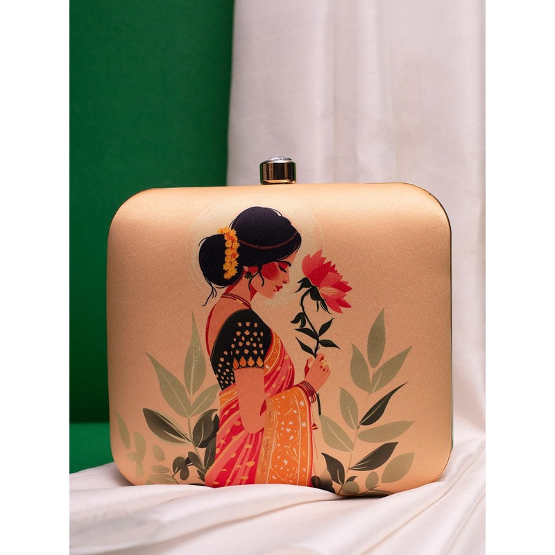 ARTKLIM Based Indian In Saree Printed Box Clutch