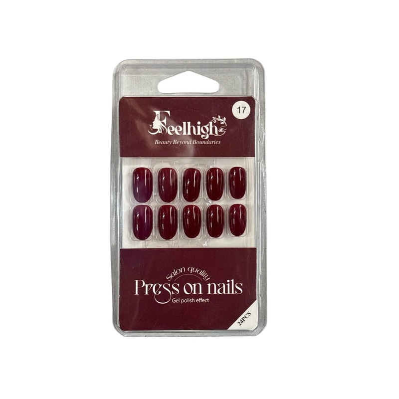FEELHIGH 24-Pcs Stick On Reusable Waterproof Press On Nails – A17