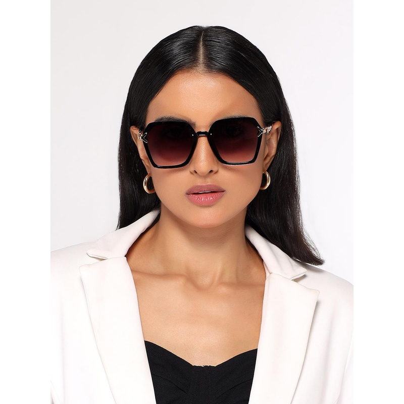 HASHTAG EYEWEAR Women Hexagonal Oversized Sunglasses With UV Protected Lens G-15062-purple