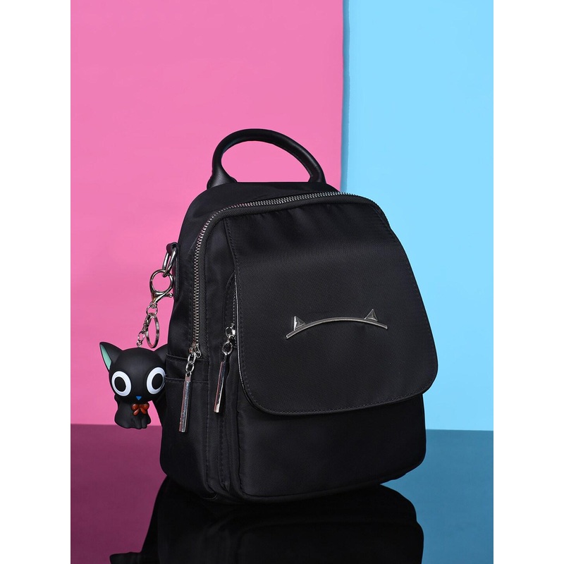 HAUTE SAUCE  Women Black Backpack with Zip Lock