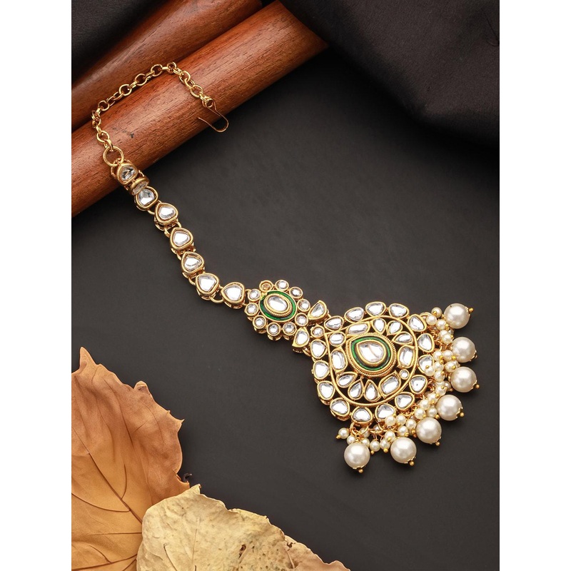 Jazz and Sizzle Gold-Plated Kundan Studded Maang Tikka Head Jewellery