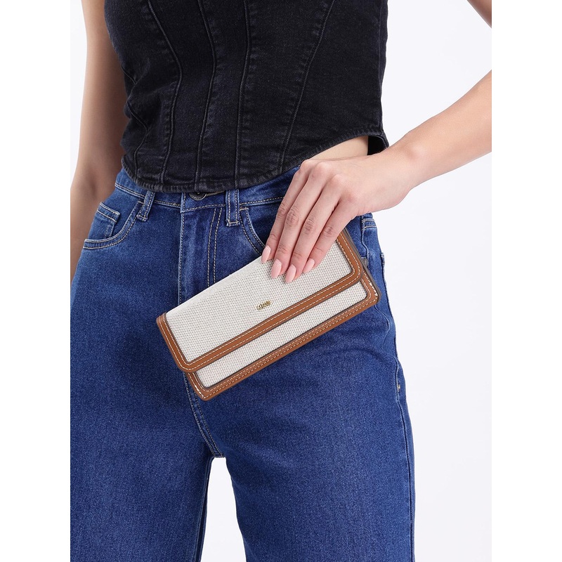 MANGO Women Textured Envelope Wallet