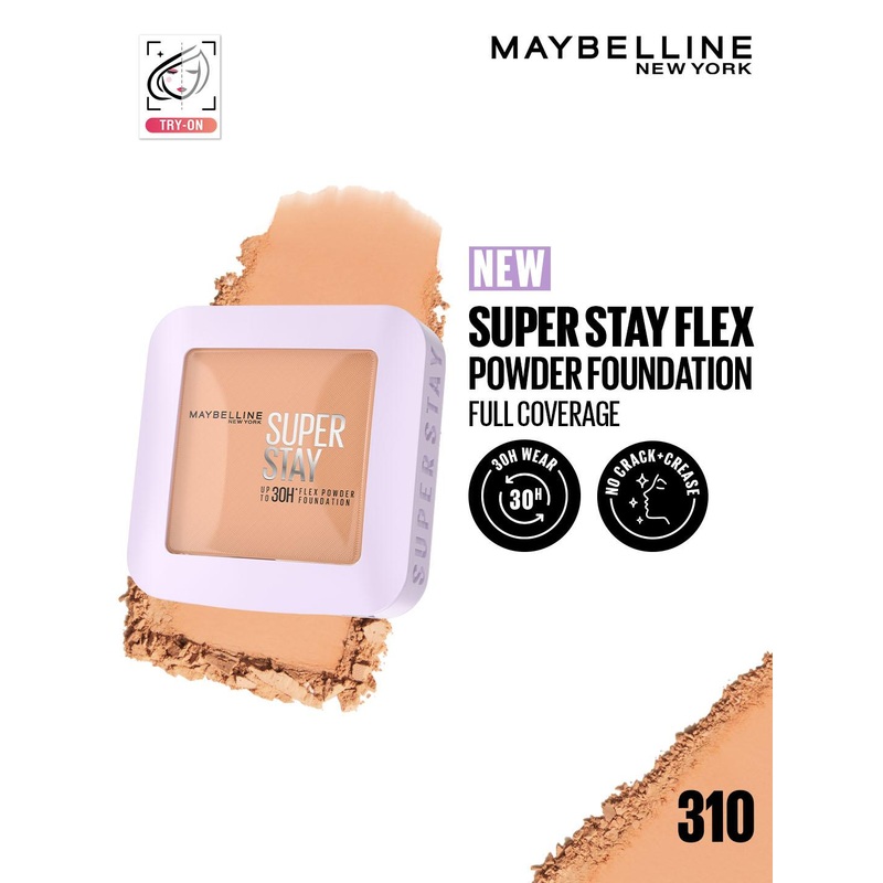 Maybelline New York Super Stay Flex 30H Wear Powder Foundation Compact for Oily Skin – 310
