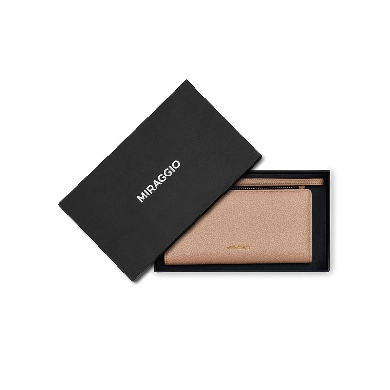 MIRAGGIO Carmen Beige Wallet With Zipper Closure & Detachable Wrist Strap