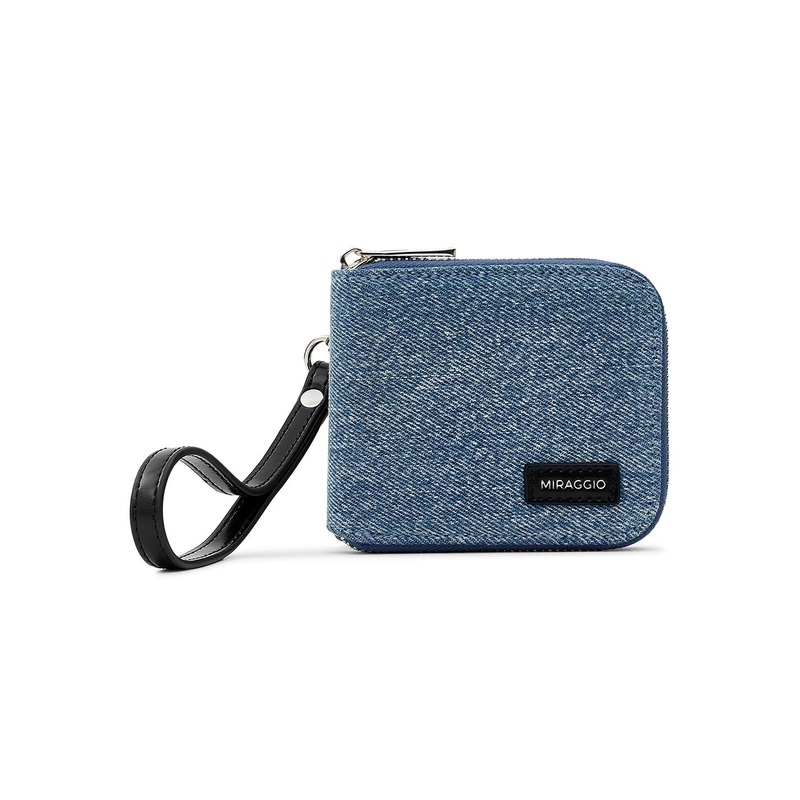 MIRAGGIO Fabia Denim Wallet With Black Detachable Wrist Strap