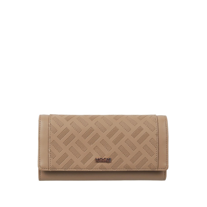 Mochi Women Beige Geometric Textured Two Fold Wallet
