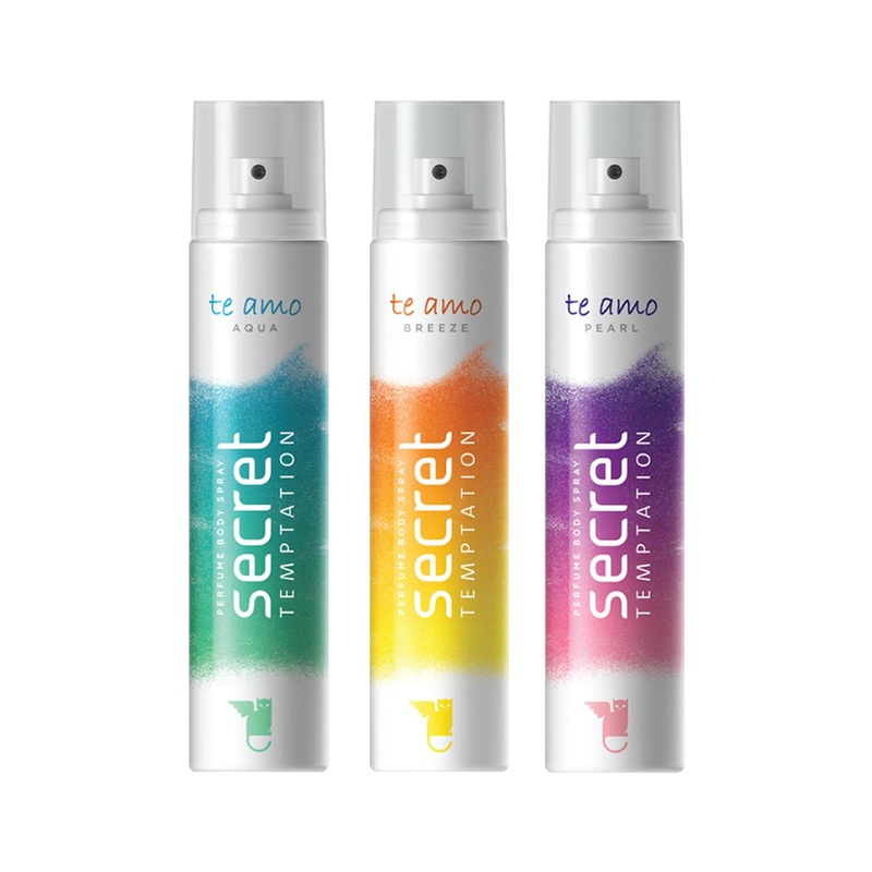 Secret Temptation Set of 3 Te Amo Aqua Breeze & Pearl No Gas Perfumes 120ml each