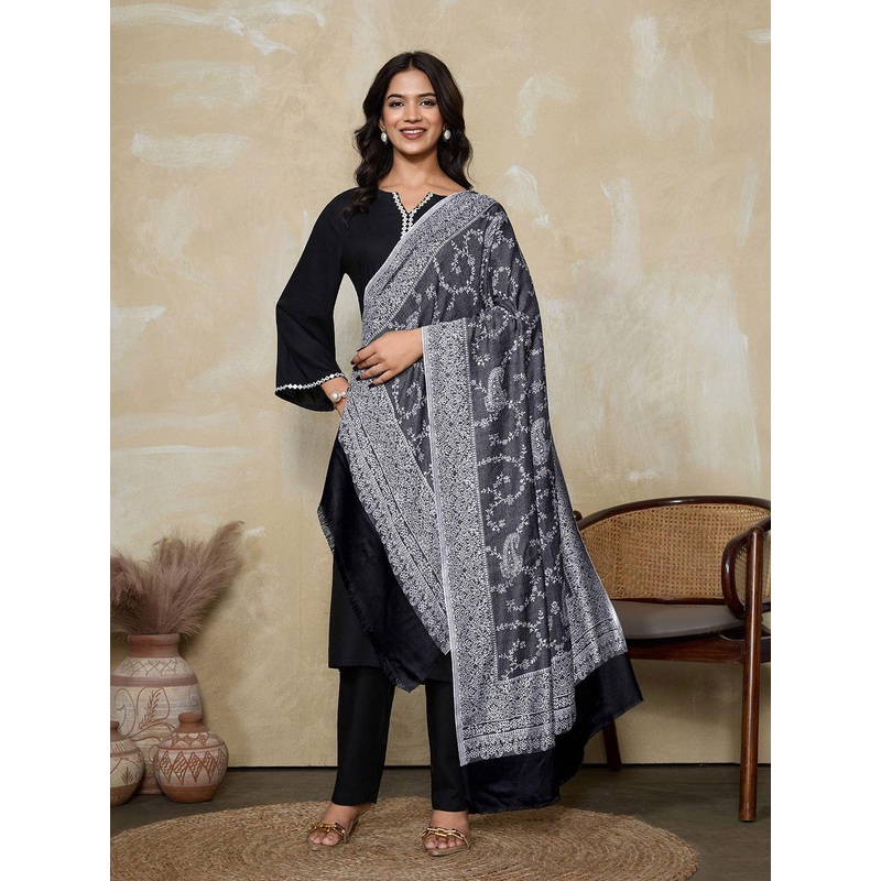 WEAVERS VILLA Women Woven Design Fringed Stole