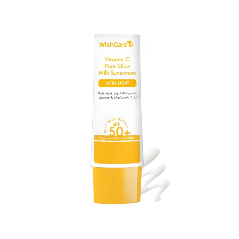 WishCare Vitamin C Pure Glow Milk SPF50 Ultralight Sunscreen with Kojic Acid – 50 ml