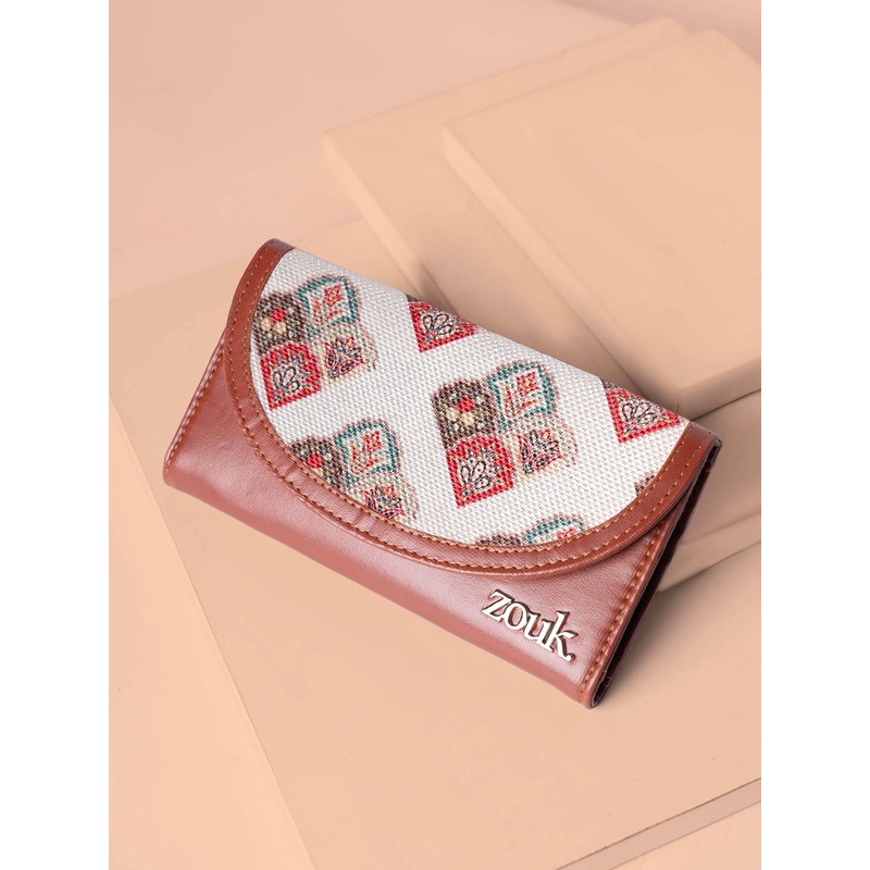 ZOUK Women Seashell Motif White Kyra Flap Wallet