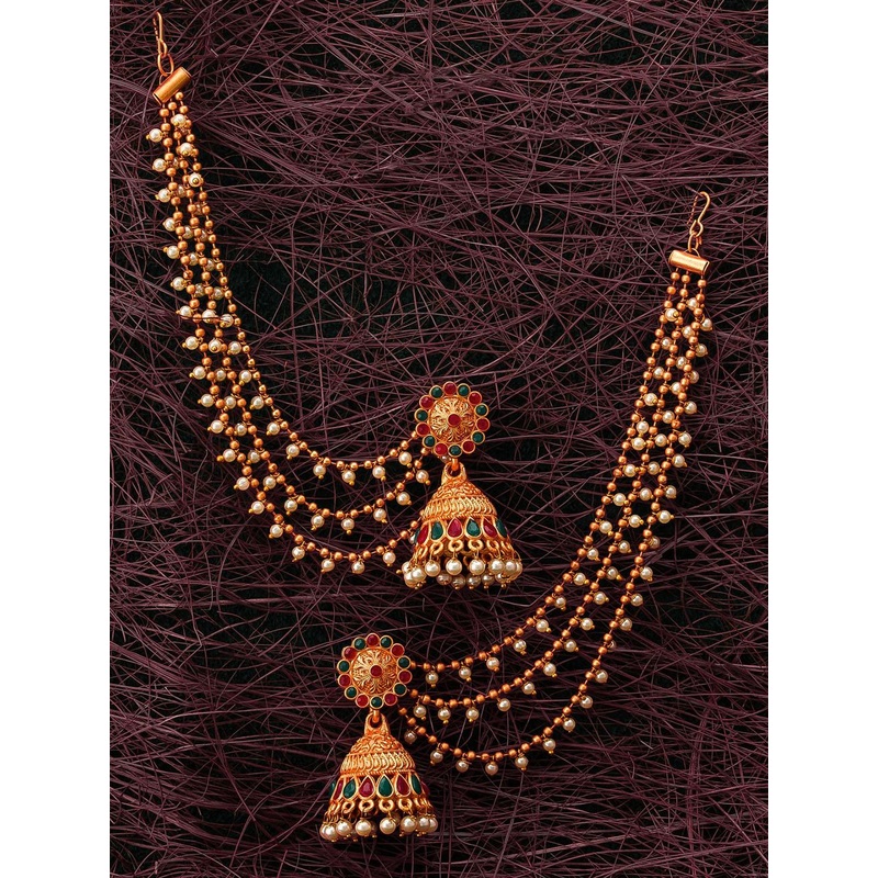 aadita Gold Contemporary Studs Earrings