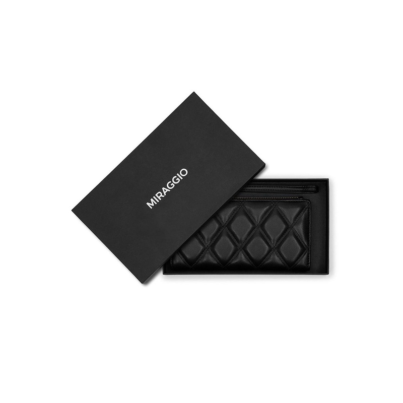 MIRAGGIO Amaya Black Wallet With Zipper Closure