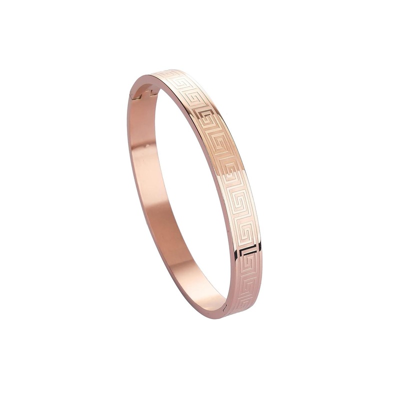 MYKI Unisex Rose Gold-Plated Stainless Steel Kada Bracelet