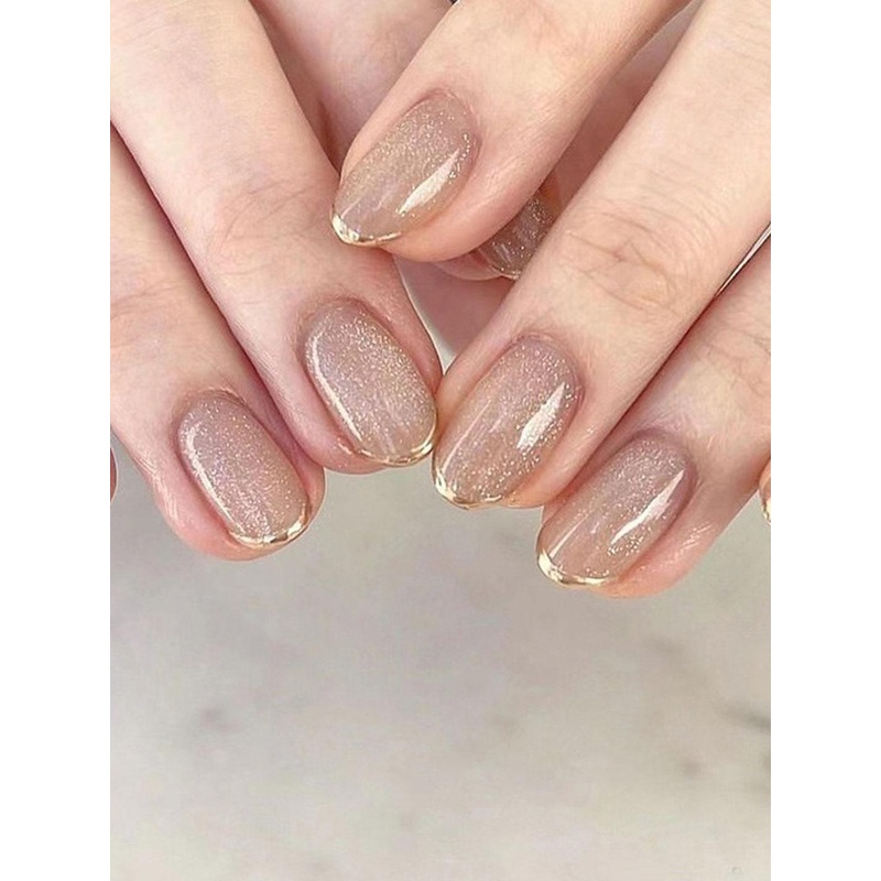 The Pink Truck Set of 24 Oval Shaped Reusable Artificial Nails With Glue – Cat Eye Effect