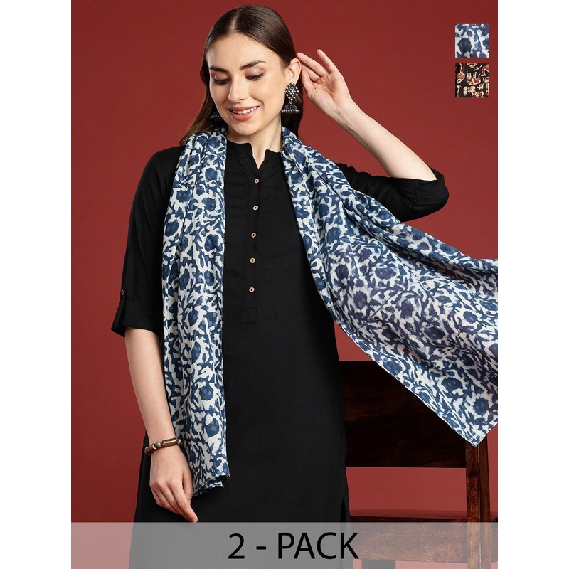 Anouk Pack Of 2 Printed Cotton Scarf
