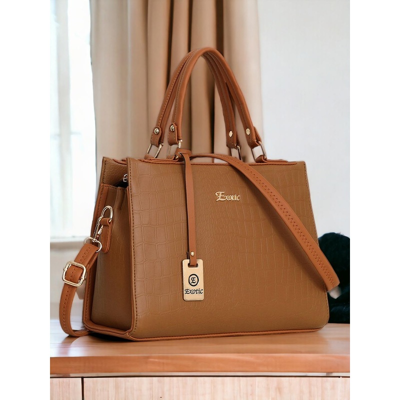 Exotic PU Structured Shoulder Bag