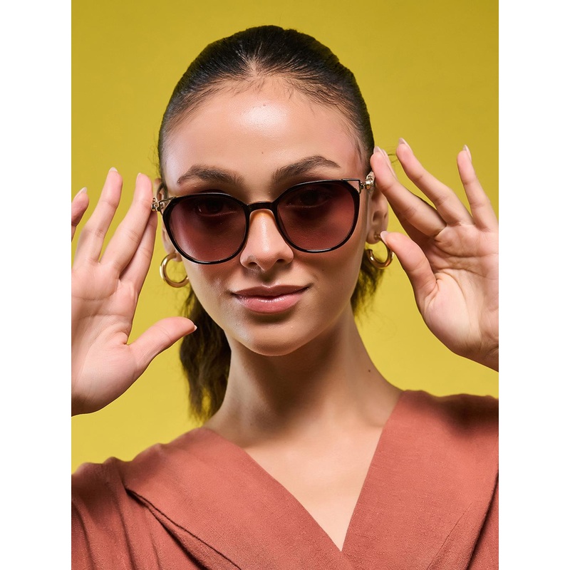 HASHTAG EYEWEAR Women Round Sunglasses With UV Protected Lens G-15077-brown