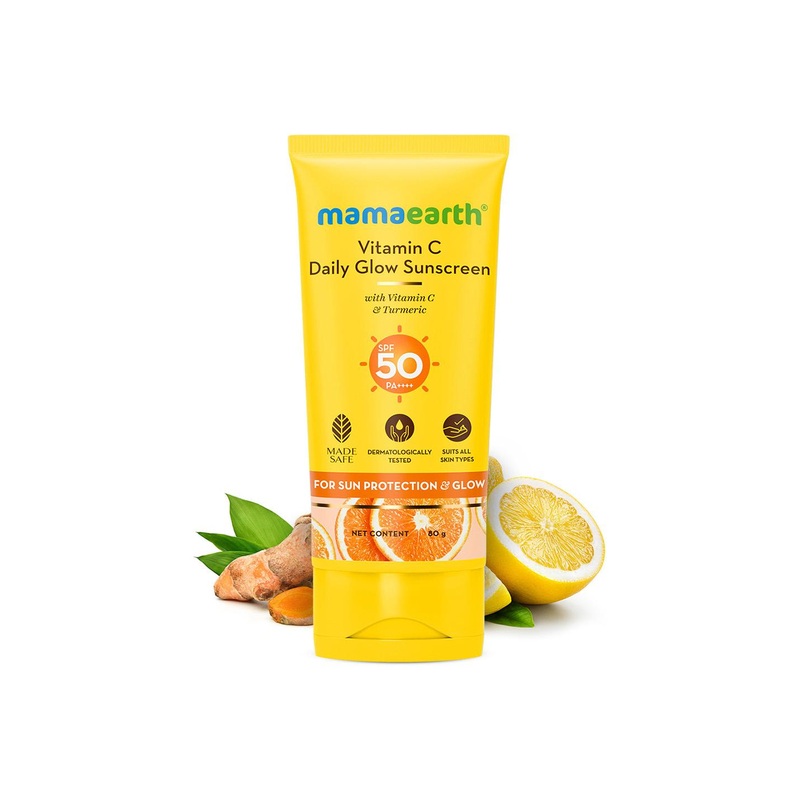 Mamaearth Vitamin C Daily Glow SPF50 PA+++ Sunscreen with Turmeric – 80 g
