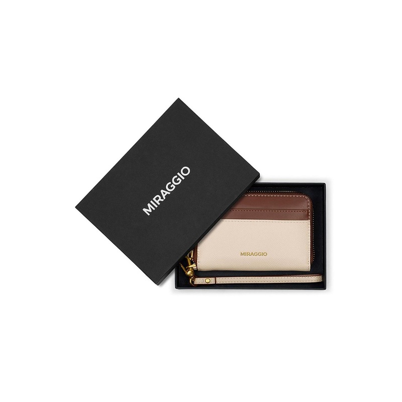 MIRAGGIO Ellie Ivory Zip Around Wallet With Detachable Wrist Strap