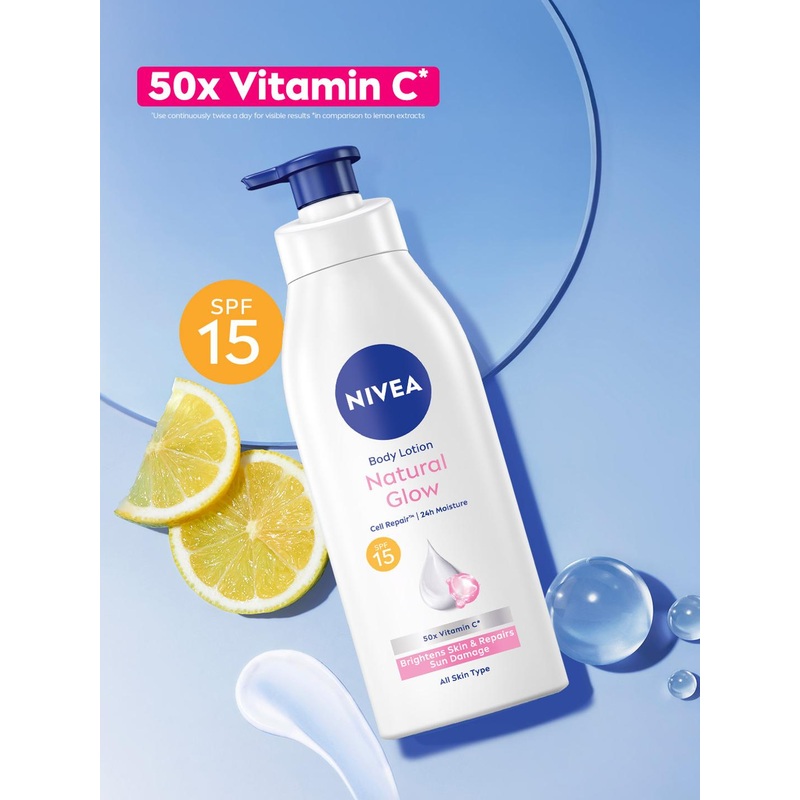 Nivea Natural Glow SPF15 Body Lotion with UVA UVB Filters & 24Hr Moisturization – 400 ml