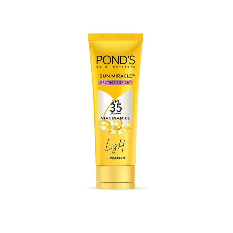 Ponds Sun Miracle SPF 35 PA+++ Protect & Bright Light Sunscreen with Niacinamide – 50g