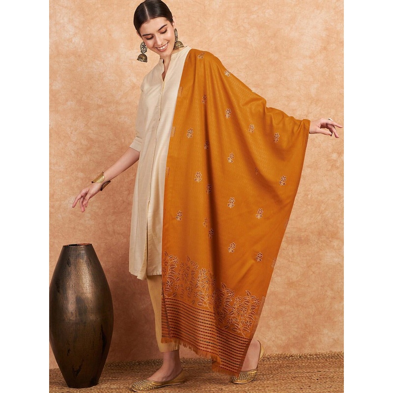Sangria Floral Woven Design Winter Pashmina Woollen Stoles