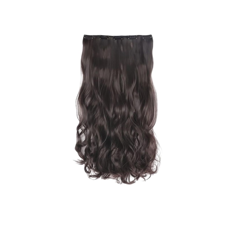 VIEWS Clip-In Wavy Scalp Topper Premium Heat-Resistant Hair Extension – Brown- 24 Inch