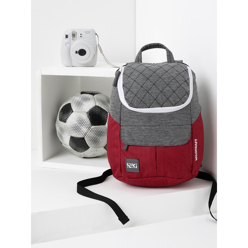 Wildcraft Women Grey Melange & Red Colourblocked Backpack