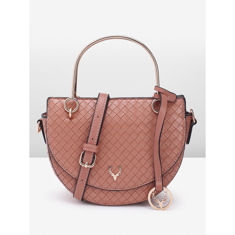 Allen Solly Geometric Textured Half Moon Handheld Bag