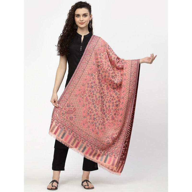 Anekaant Women Coral Woven Design Stole
