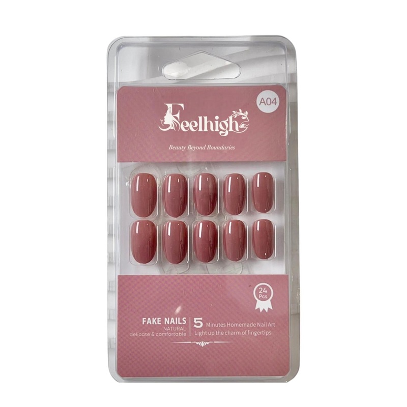FEELHIGH 24-Pcs Stick On Reusable Waterproof Press On Nails – A04