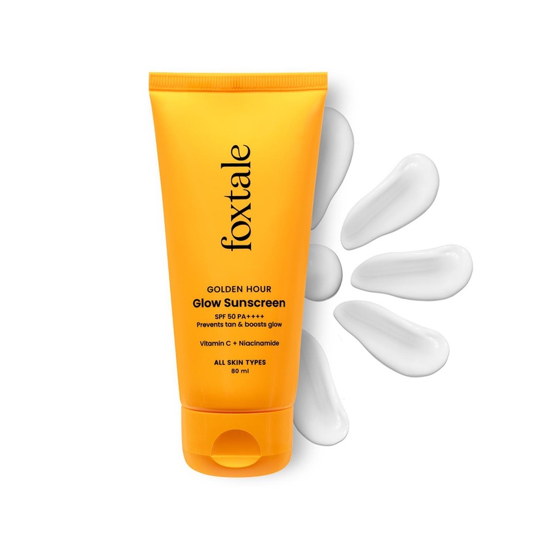 FoxTale SPF 50 Glow Sunscreen with PA++++, Vitamin C & Niacinamide – 80 ml