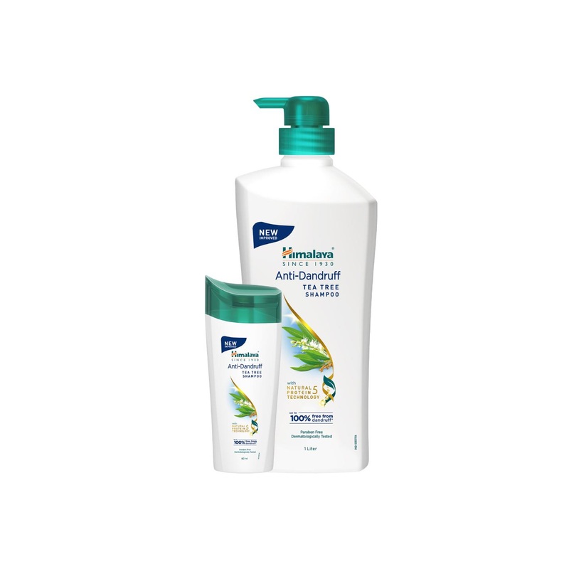 Himalaya Anti-Dandruff Tea Tree Shampoo 1L with Tea Tree Shampoo 80ml Free