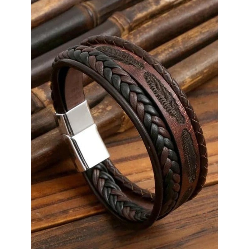 KRYSTALZ Unisex Leather Multistrand Bracelet