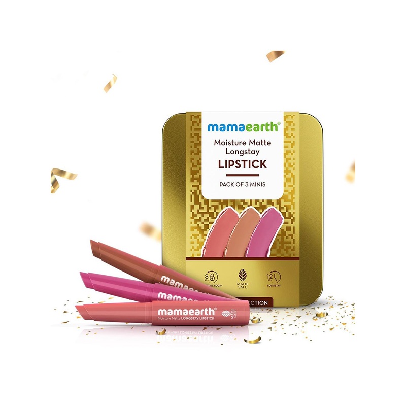 Mamaearth Set Of 3 Moisture Matte Longstay Lipstick- 2.1 gm Each- Nude Perfection