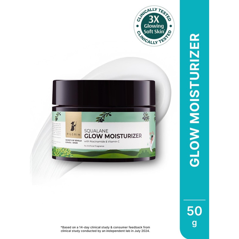 Pilgrim Squalane Glow Moisturizer with Vitamin C & Niacinamide For Bright,Even-Toned Skin