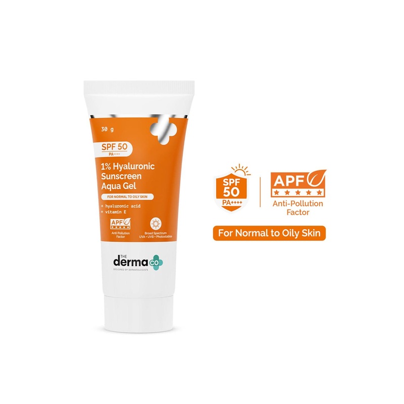 The Derma co. 1% Hyaluronic Sunscreen SPF50 Aqua Gel for Oily, Dry, Acne-Prone Skin – 30g