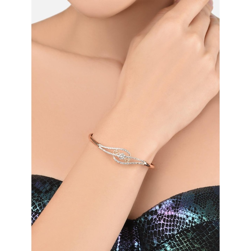 Zaveri Pearls Women Rose Gold & White Brass Bracelet