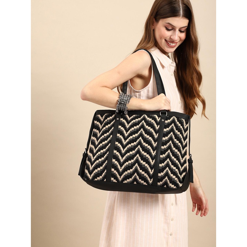 Anouk Geometric Printed Oversized Shopper Office Tote Bag