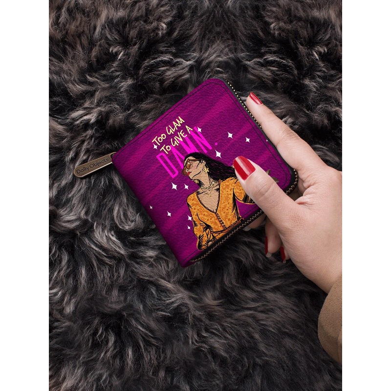DailyObjects Women Violet & Orange Printed PU Zip Around Wallet