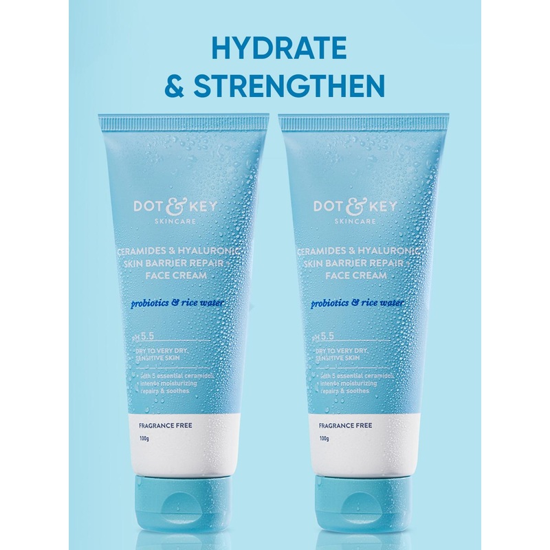 DOT & KEY Set of 2 Ceramides+Hyaluronic Skin Barrier Repair Face Cream – 100g Each