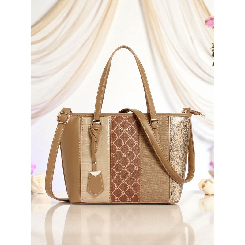 Exotic PU Shopper Satchel with Cut Work