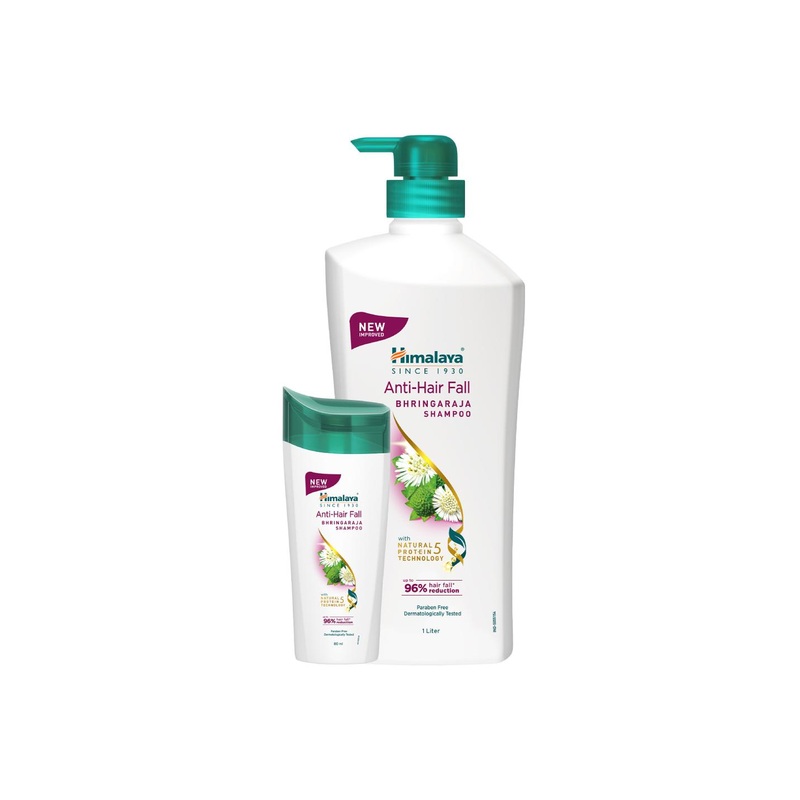 Himalaya Anti-Hair Fall Bhringaraja Shampoo 1L with Bhringaraja Shampoo 80ml Free