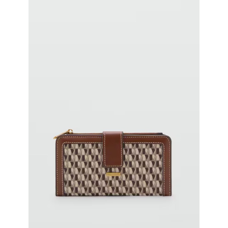 MANGO Women Brand Logo Print Two Fold Wallet