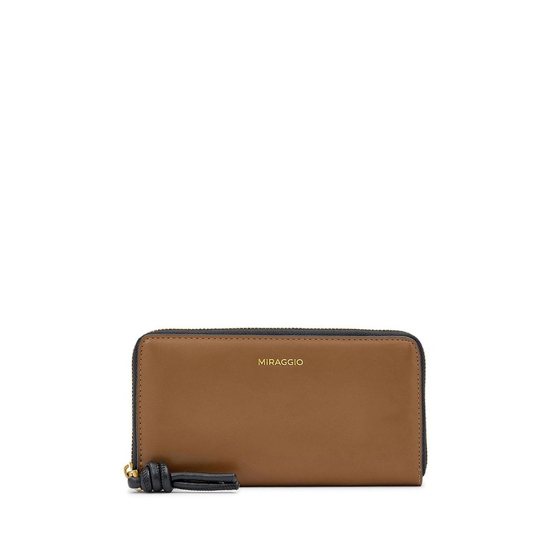 MIRAGGIO Theo Brown Zip Around Wallet