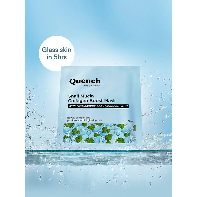 Quench Snail Mucin Collagen Boost Mask with Niacinamide for Glass Skin within 4 Hours-45 g