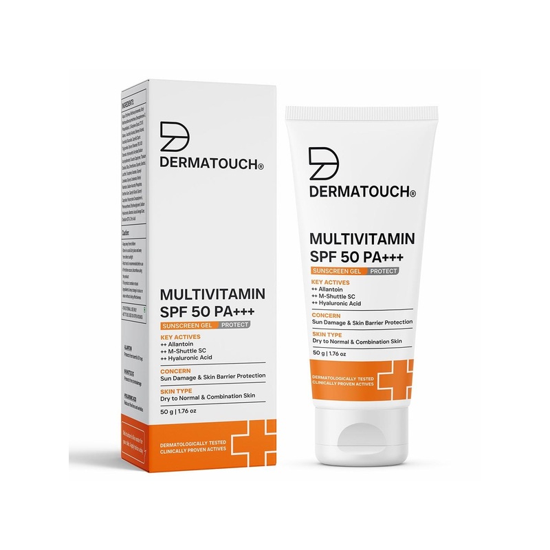 Dermatouch Multivitamin SPF 50 PA+++ Sunscreen Gel with Allantoin & Hyaluronic Acid – 50g