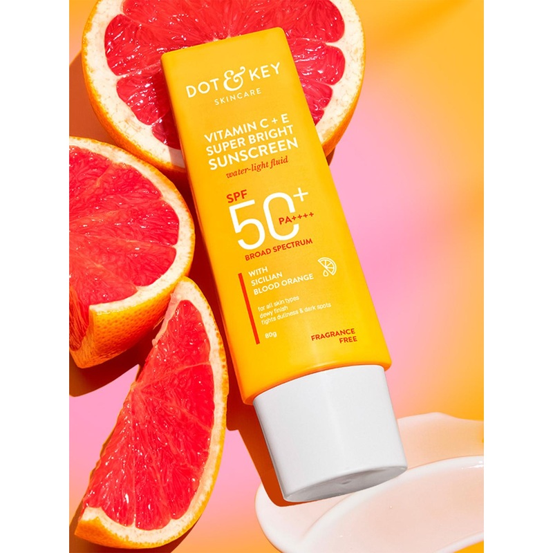 DOT & KEY Vitamin C + E Sunscreen SPF 50 PA+++ For Glowing Skin with No White Cast – 80 g