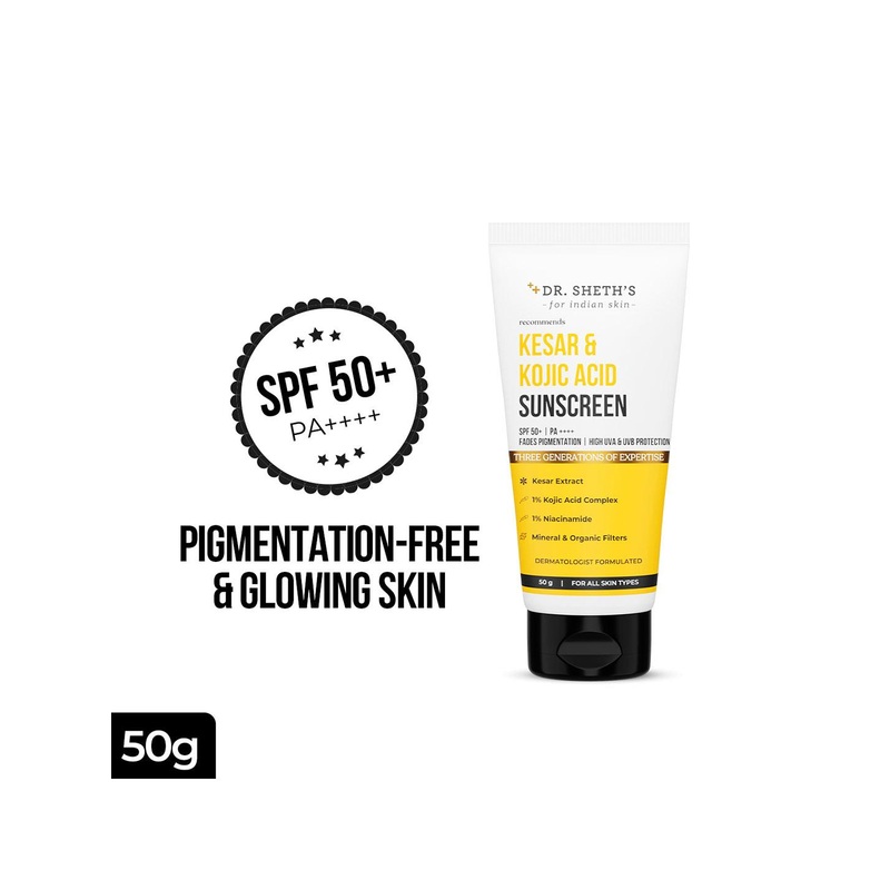DR. SHETHS Kesar & Kojic Acid Sunscreen SPF 50+ PA++++ – 50g