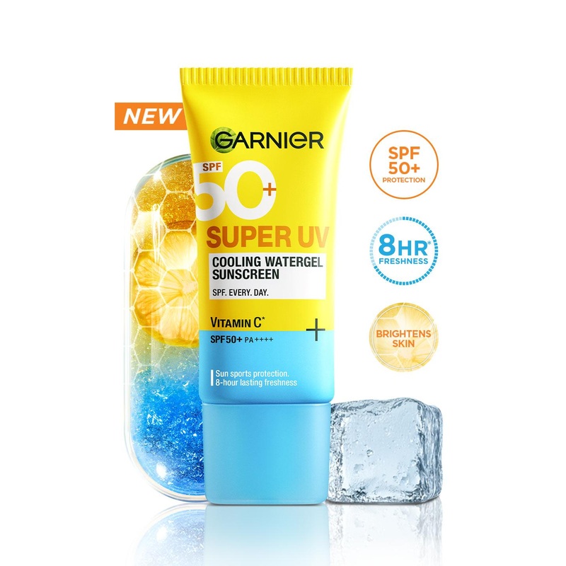 Garnier Super UV Cooling Water Gel Sunscreen 8Hr Freshness No White Cast SPF50 PA++++ 60ml
